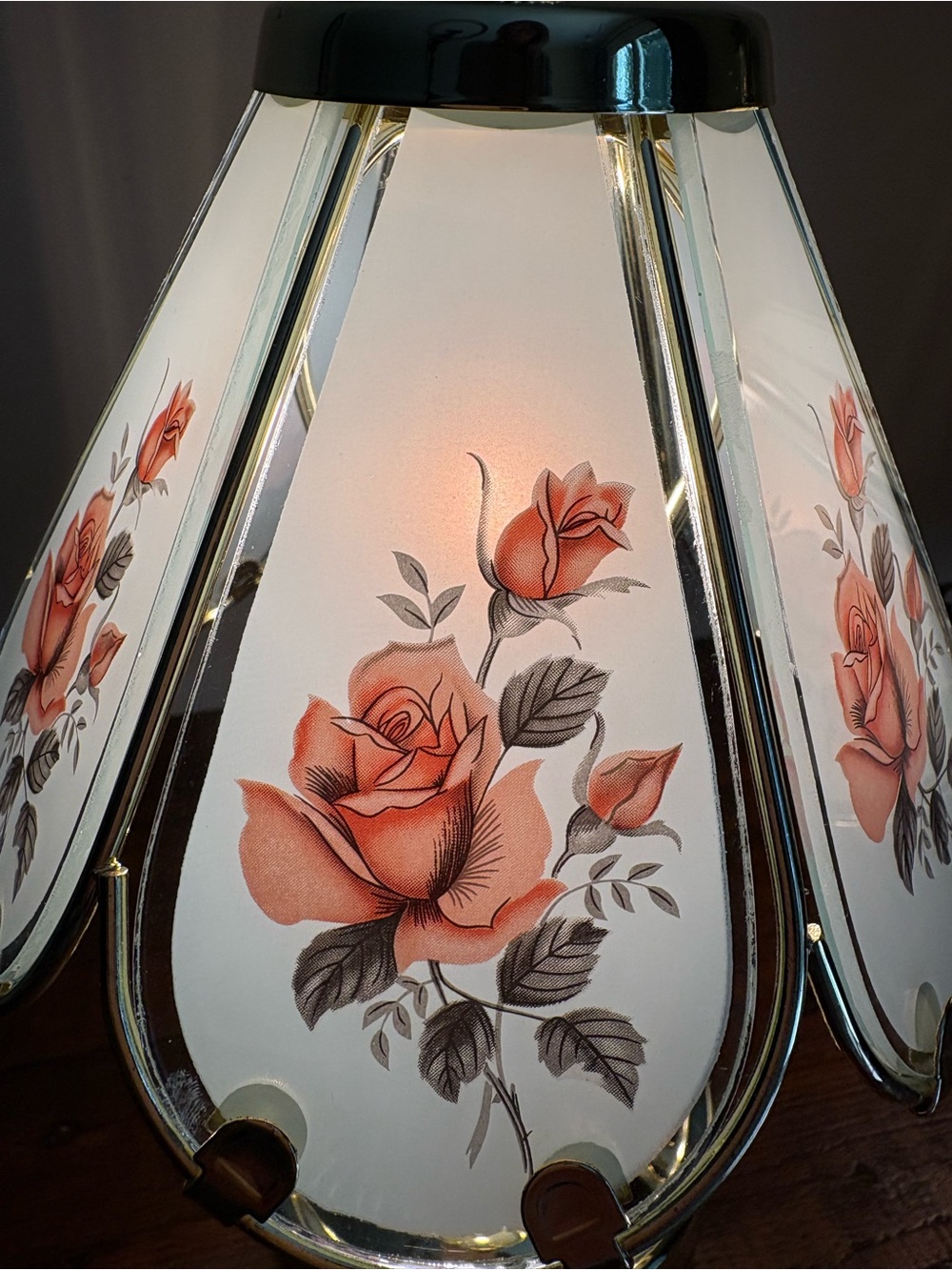 Pair Of Vintage Rose Floral Lamps 1980’s - Picture 4 of 7